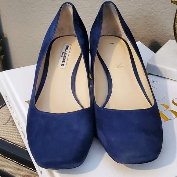 Karl Lagerfeld Suede Low Heel Shoes 8M. - Picture 4 of 6